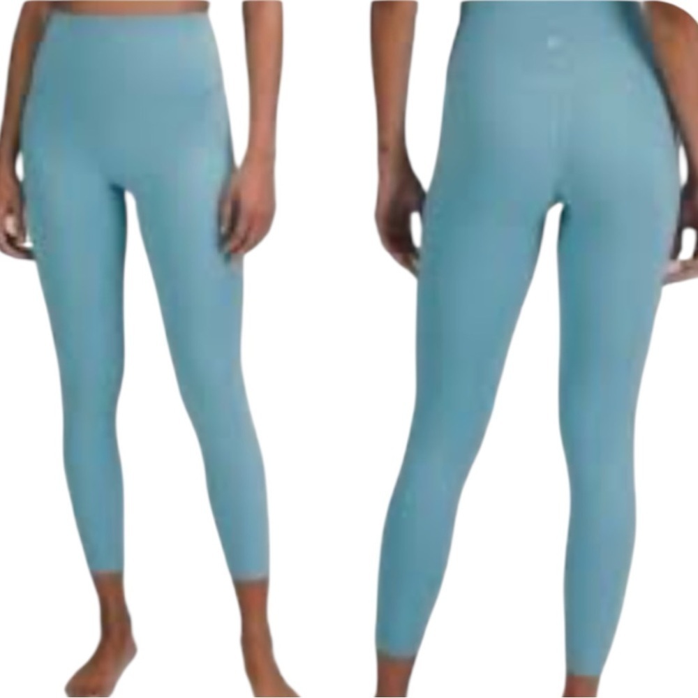 ATHLETA ULTRA HIGH RISE ELATION SCULPTING  TEAL 7/8 LEGGINGS SZ MED EUC